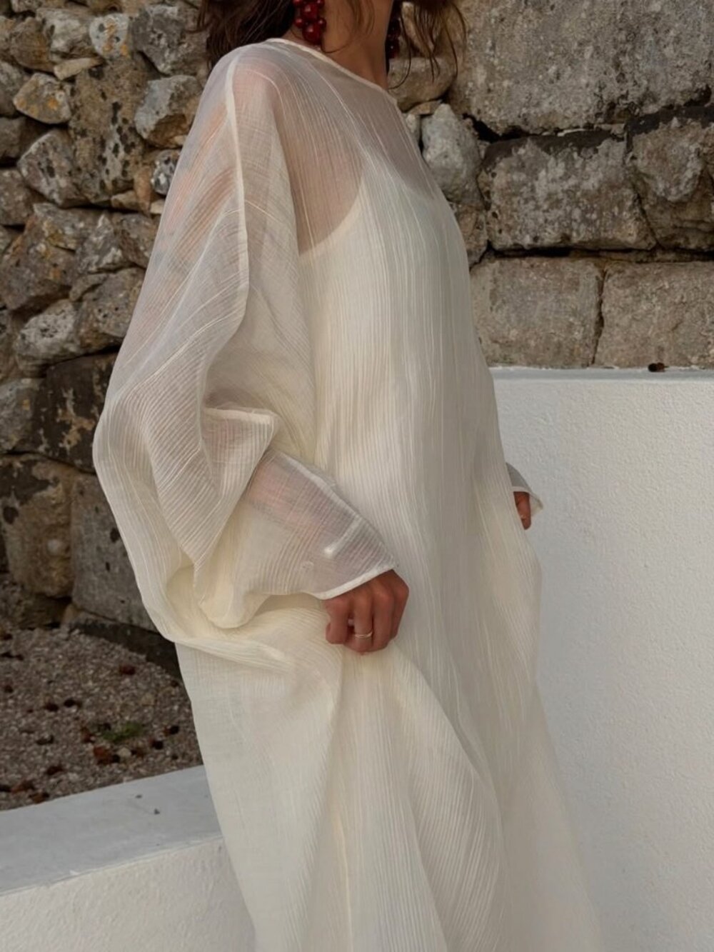 Zara Textured Cream Beach Dress - Picture 6 of 6